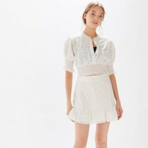 Urban Outfitters Smocked Eyelet Blouse + Skirt Set